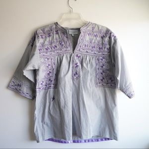 Grey and white stripe Mi Golondrina blouse. Size Small.